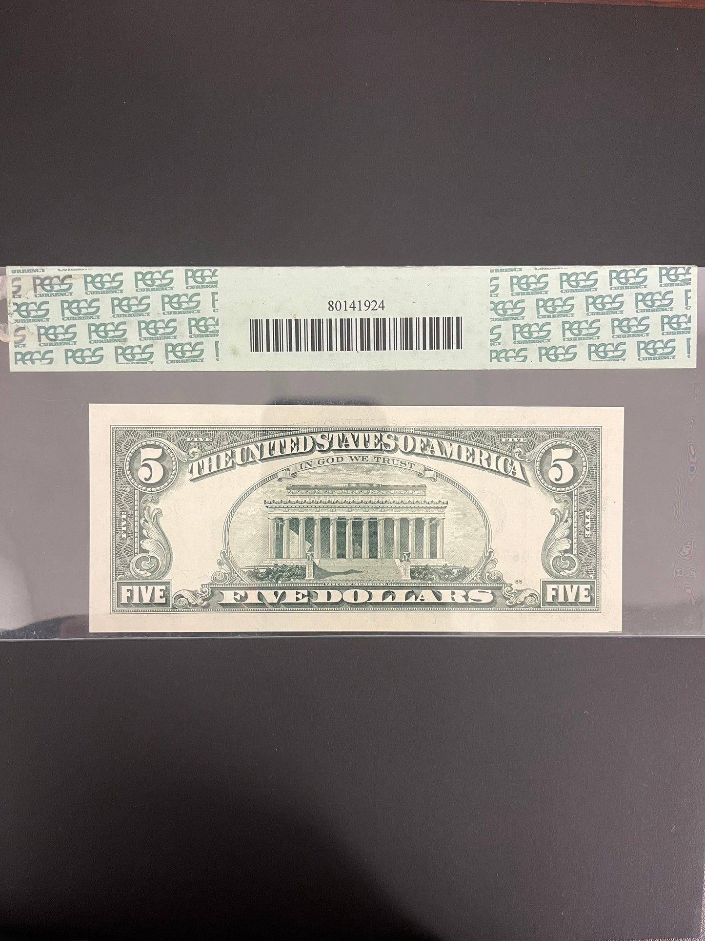 $5 1985 Star Federal Reserve Note 9169