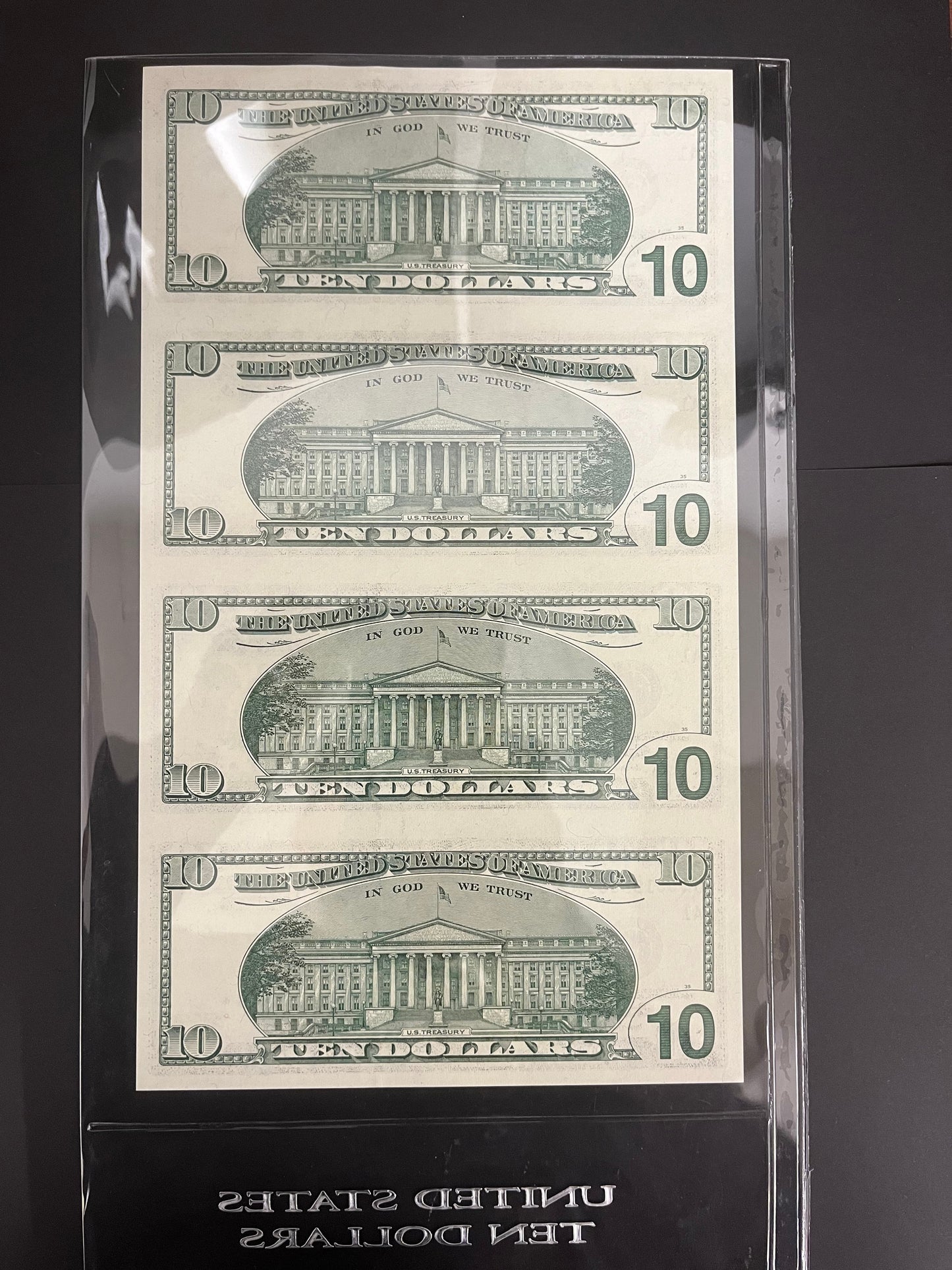 $10 2003 Federal Reserve Note Uncut Sheet Four Star Low