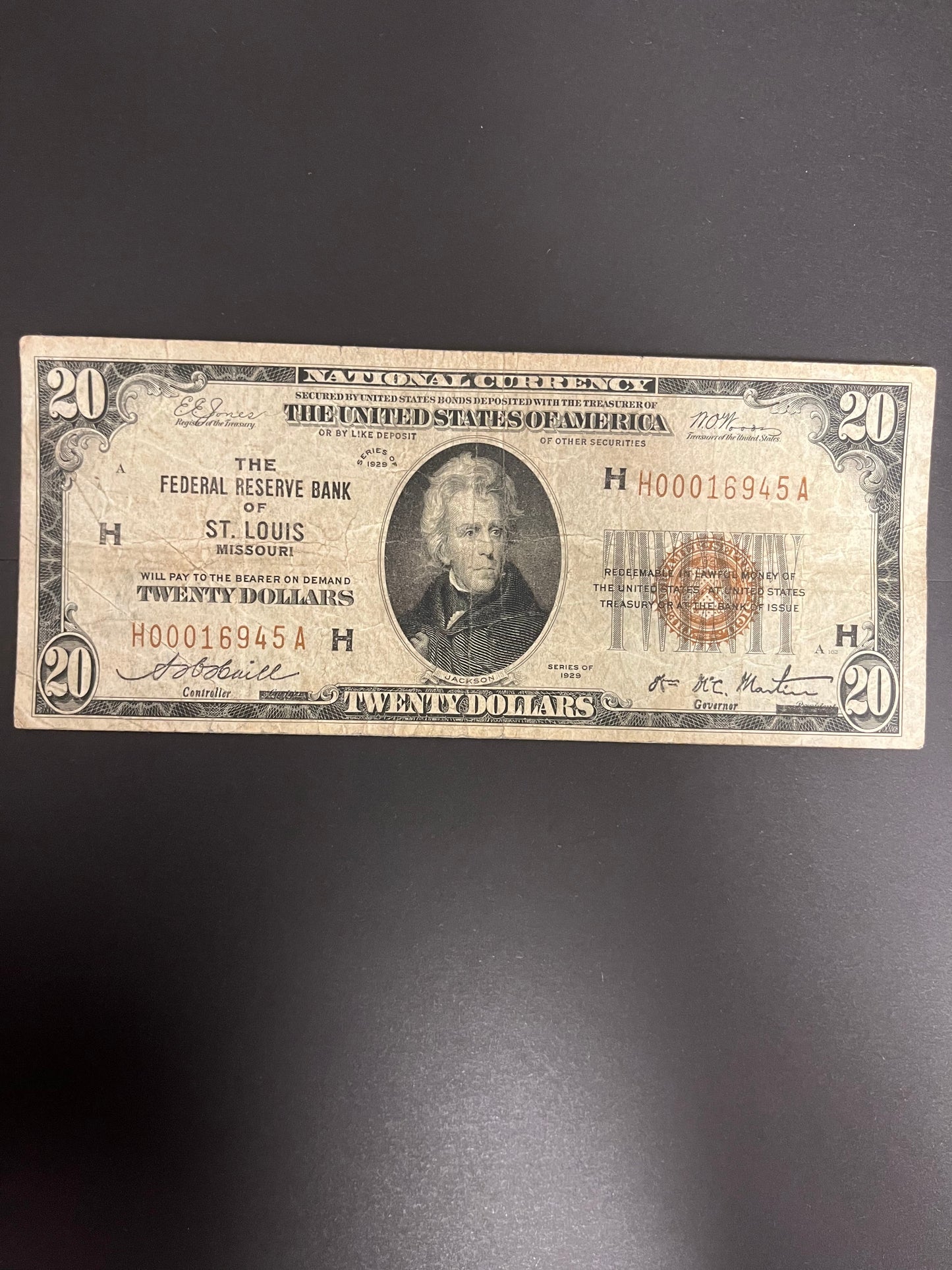 1929 $20 FRBN St. Louis, MO - 6945A