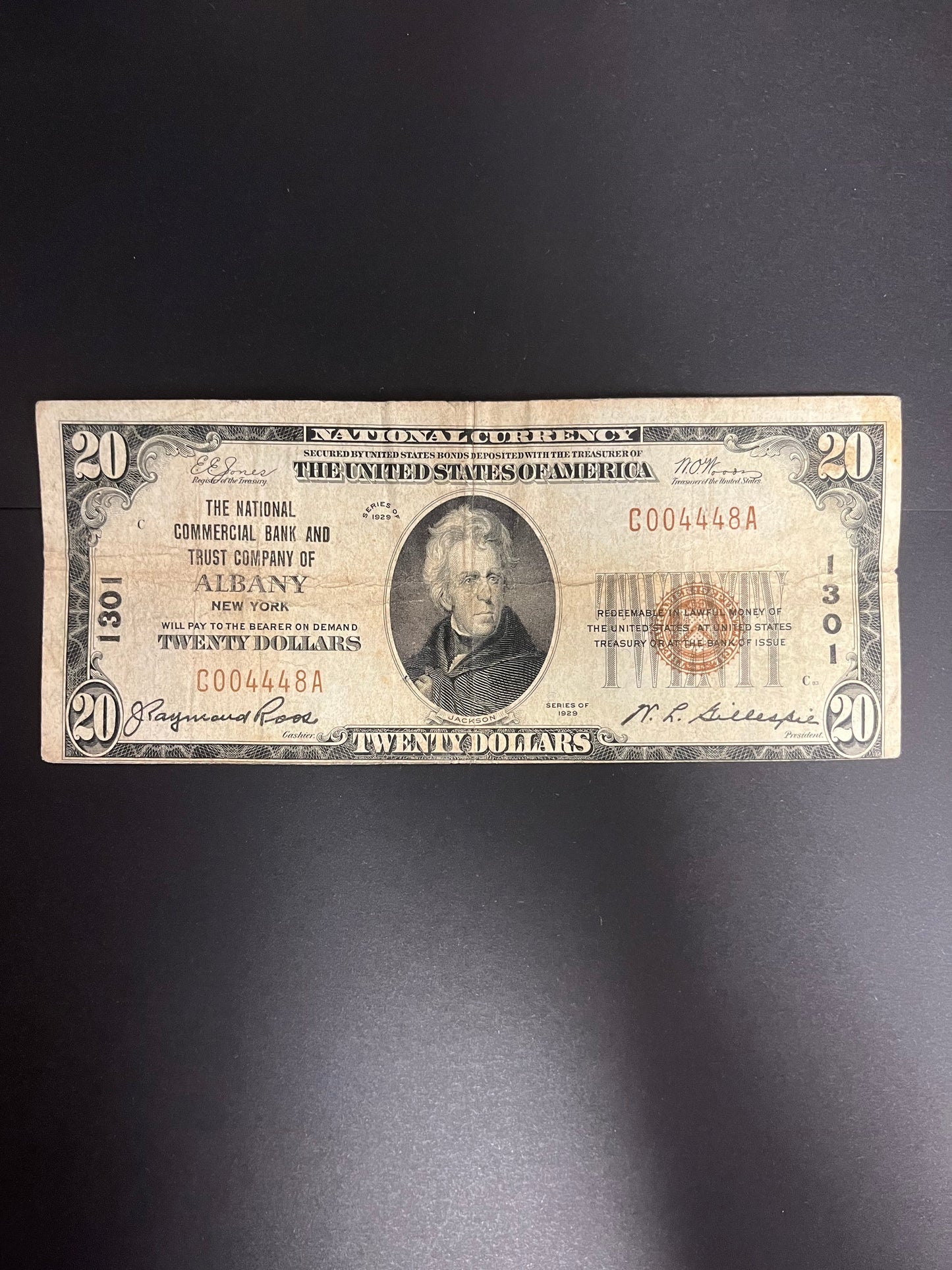 1929 $20 Commercial NB Albany, NY - 0448A
