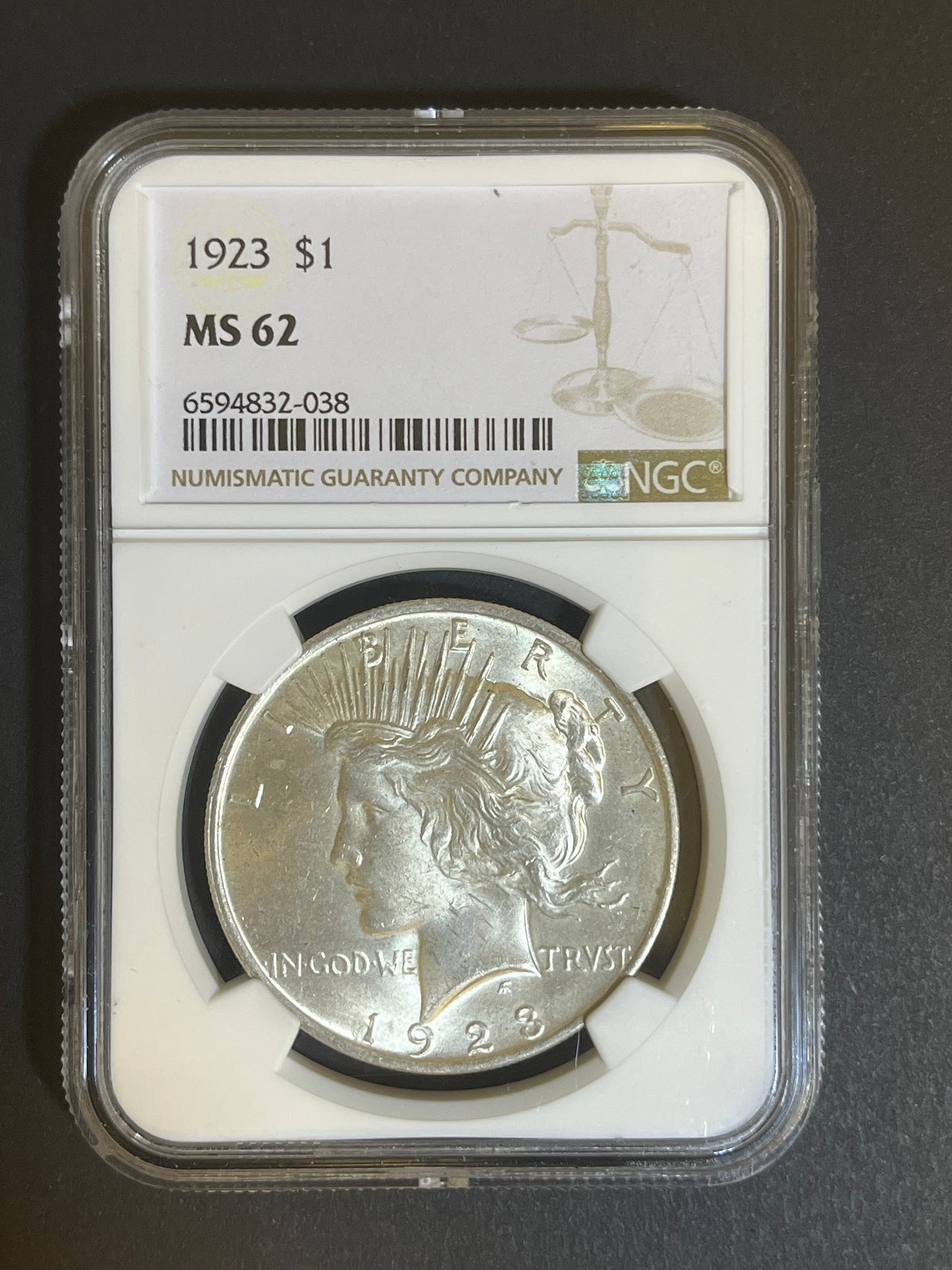 1923 Peace Silver Dollar $1 - MS 62 NGC - Bright Lustrous Coin