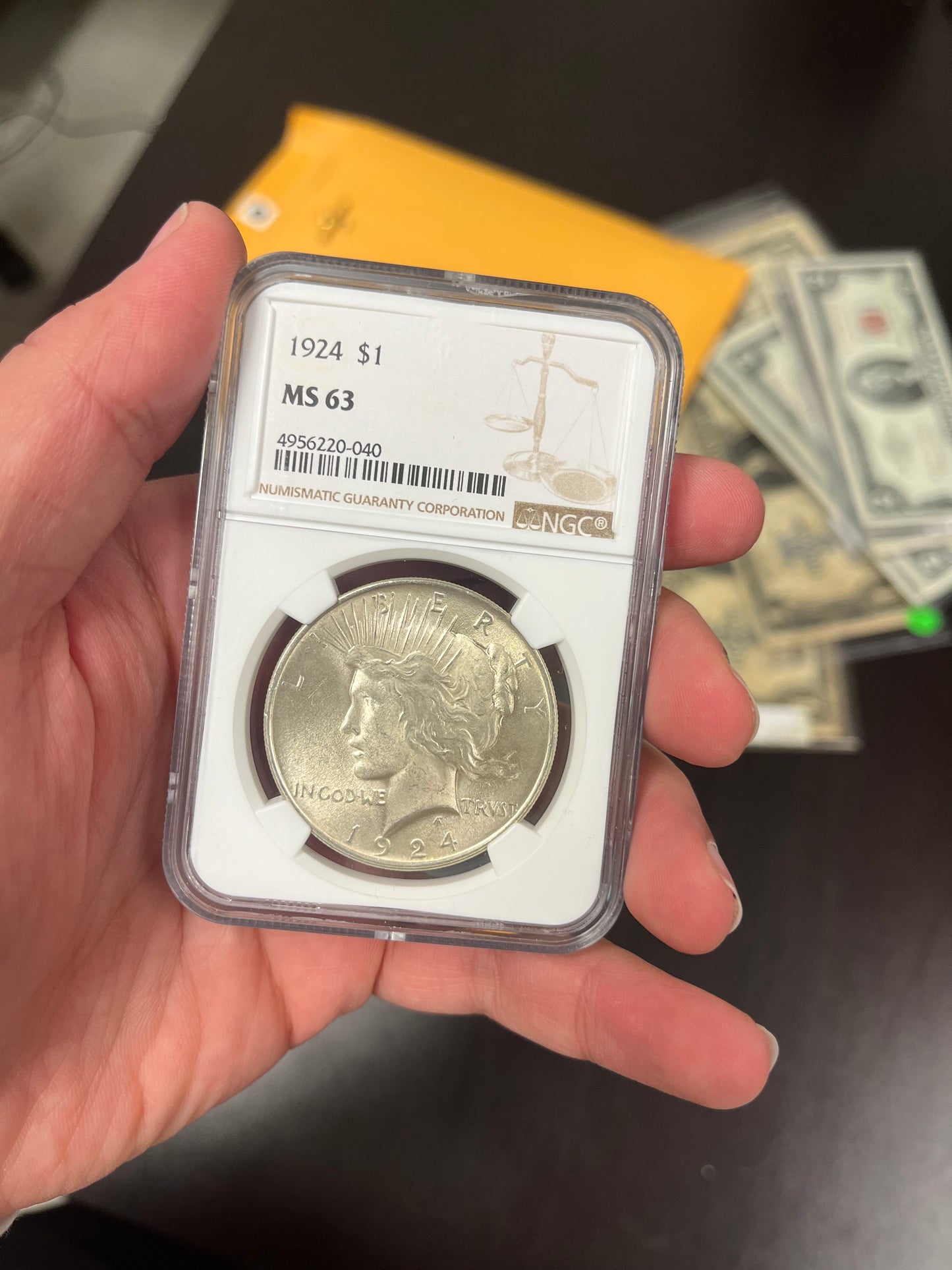 1924 $1 Peace Dollar Graded MS 63