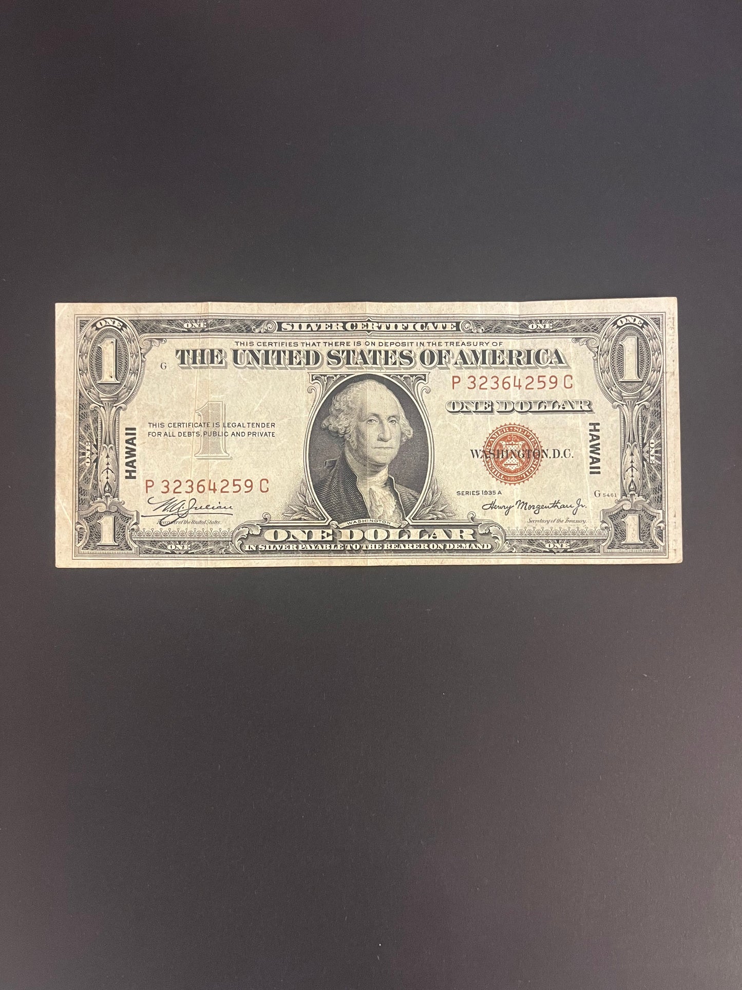 $1 1935 Hawaii Emergency Issue WWII Note
