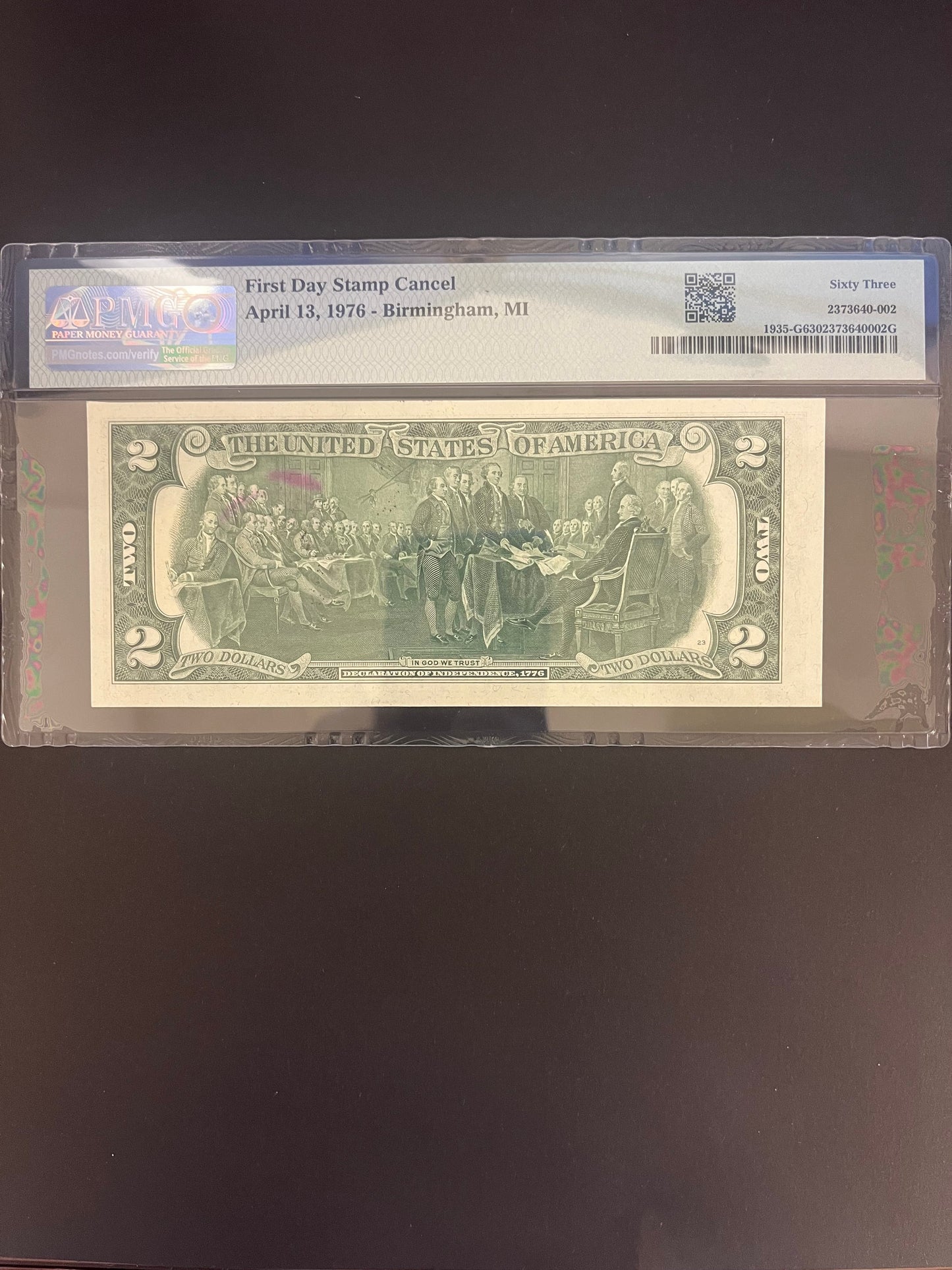 $2 1976 Federal Reserve Note PMG 63 EPQ - G13843801A