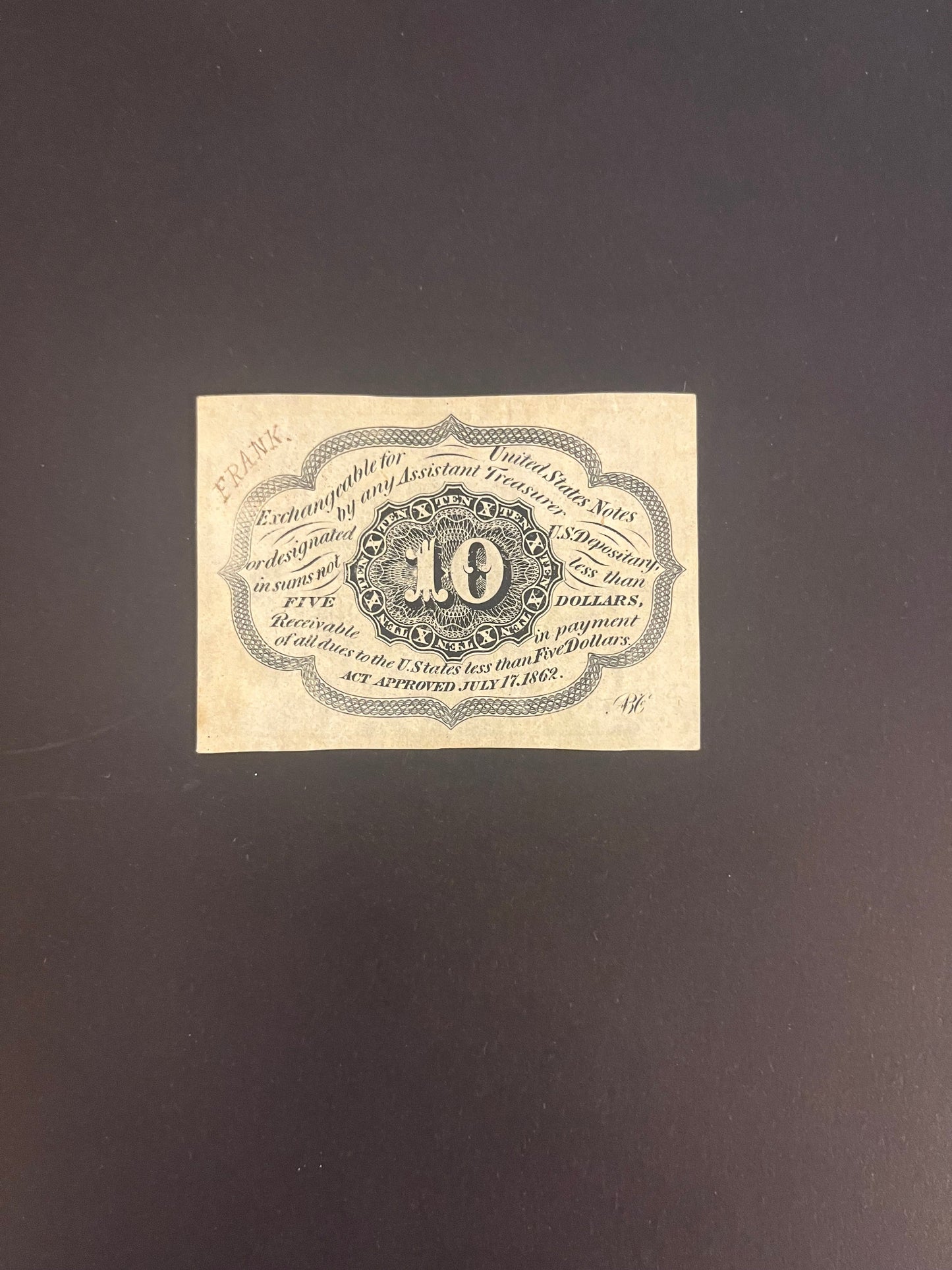 10¢ Fractional Currency - Green Washington Note