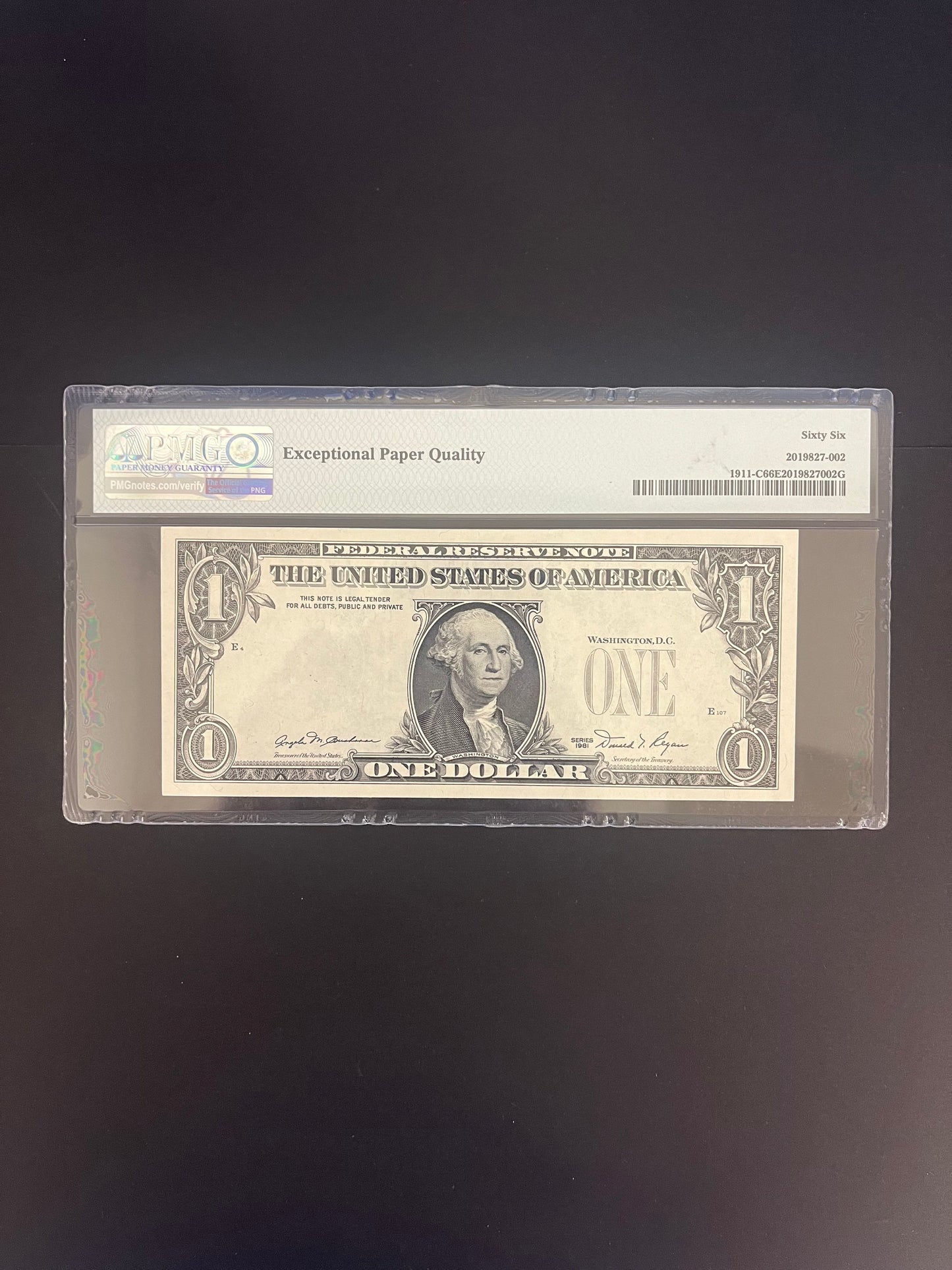 $1 1981 Federal Reserve Note PMG Error - C05677606D
