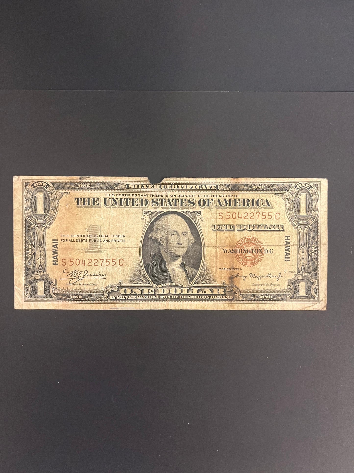 $1 1935 Hawaii Emergency Issue Silver Certificate - S50422755C