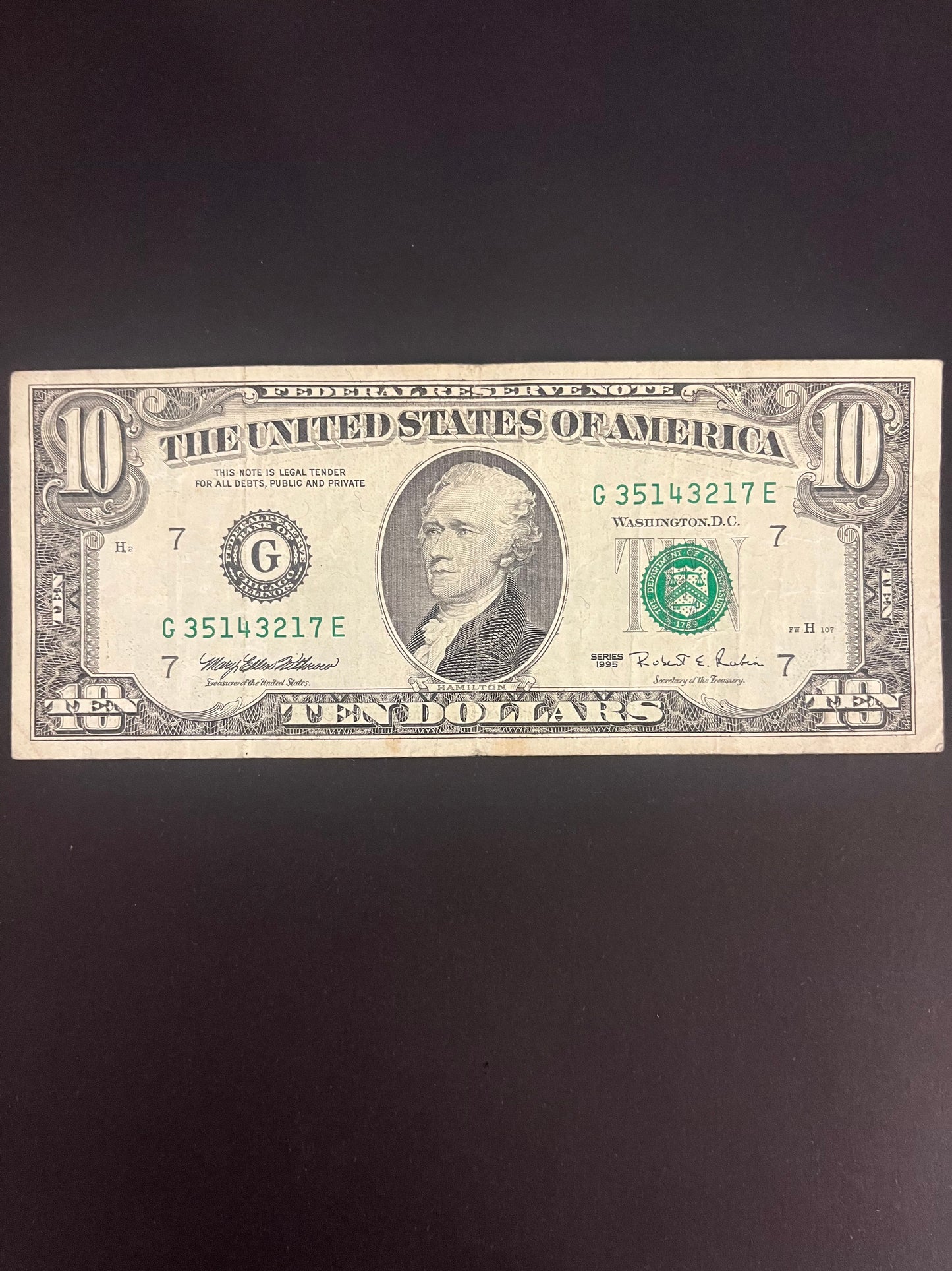 $10 1995 Series Note - Serial G35143217E