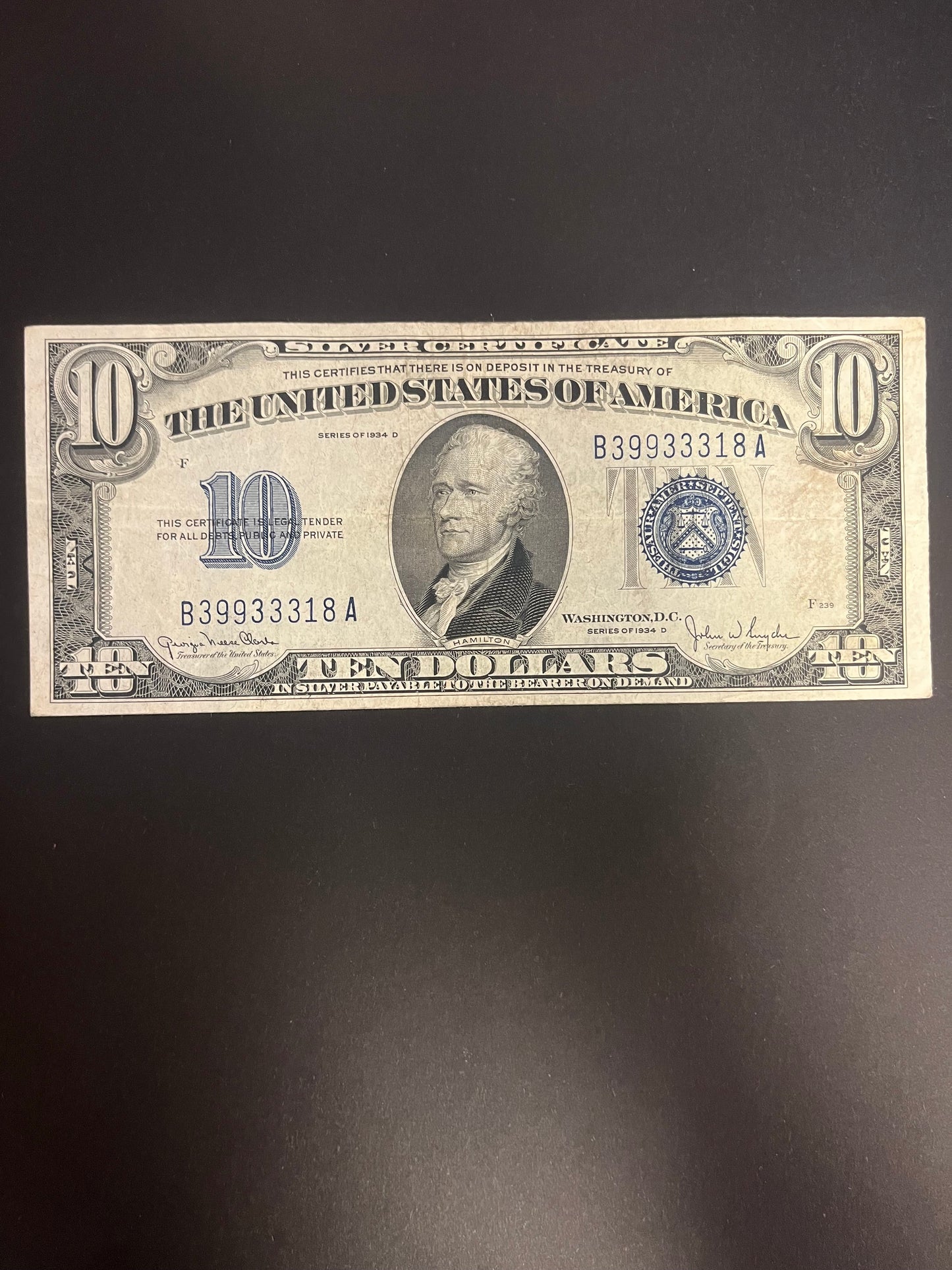 $10 1934 Series Note - 318A