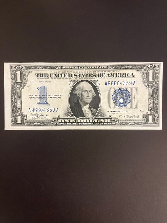 $1 1934 Silver Certificate Note - Serial A96604359A