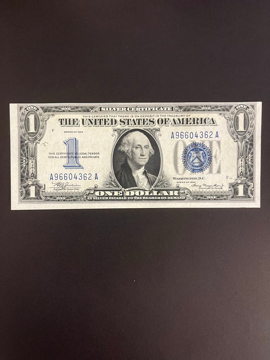 $1 1934 Silver Certificate Note - Serial A96604362A