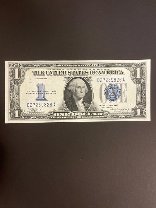 $1 1934 Silver Certificate Note - Serial D27289826A