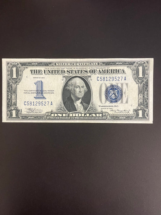 $1 1934 Silver Certificate Note - Serial C58129527A