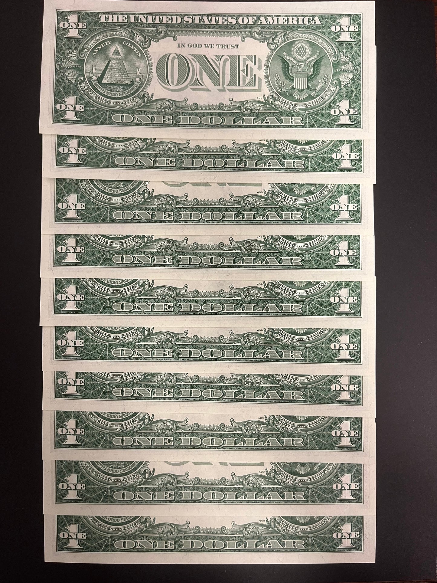 $1 1957 Silver Certificate Note Ten Consecutive 760A-751A