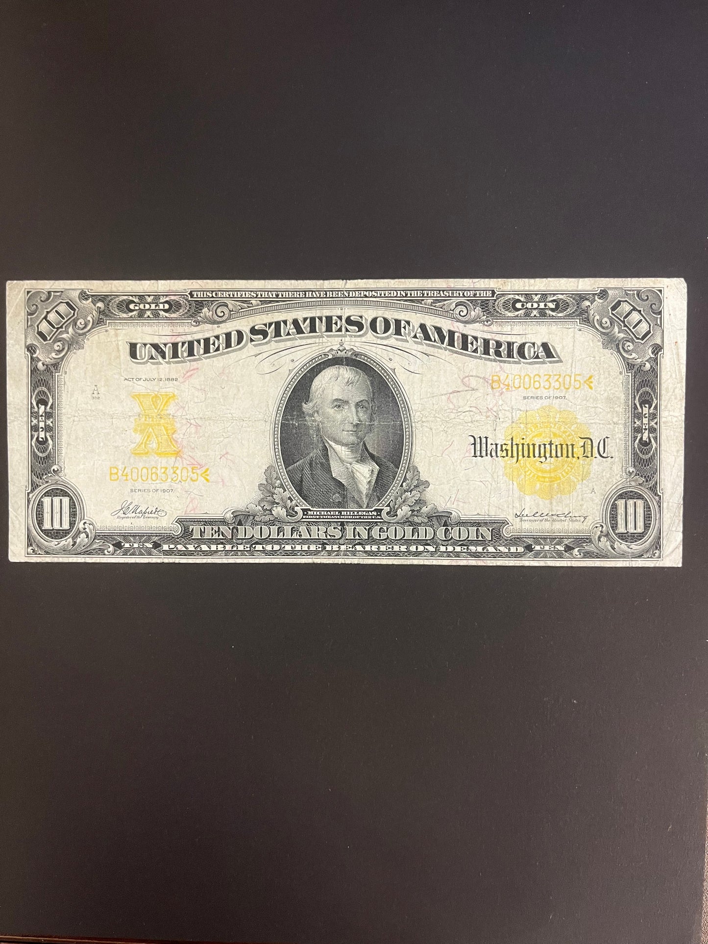 $10 1907 Gold Certificate - 3305
