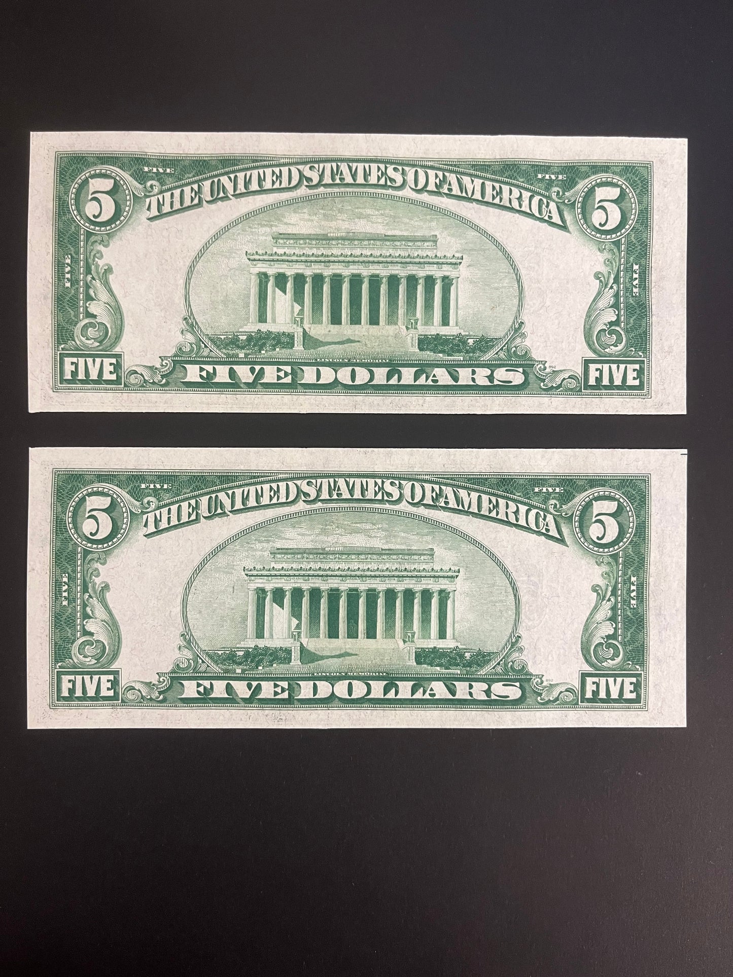 $5 1934 Silver Certificate Two Consecutive  65A - 66A
