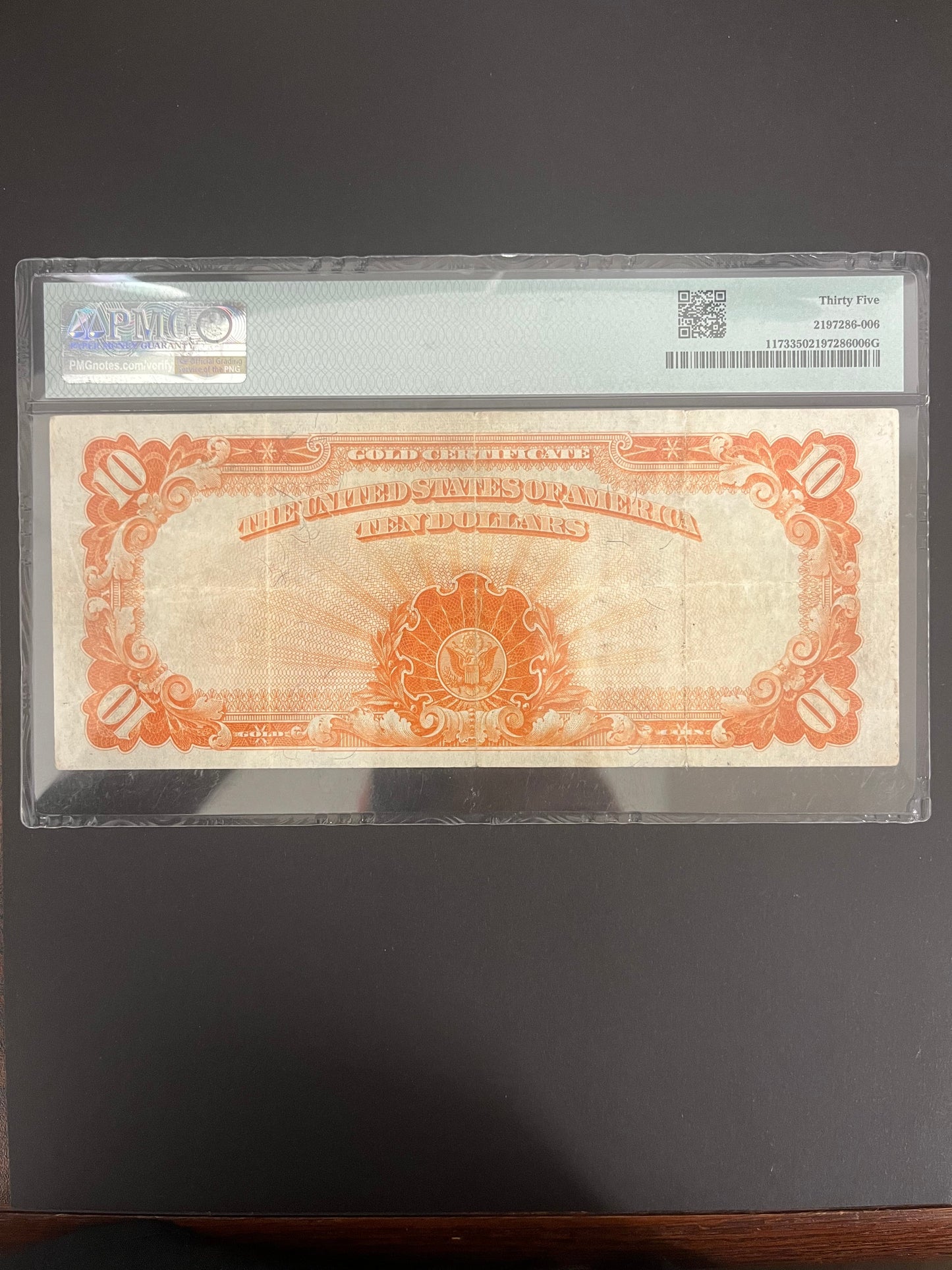 $10 1922 Gold Certificate PMG 35 Speelman|White 3165