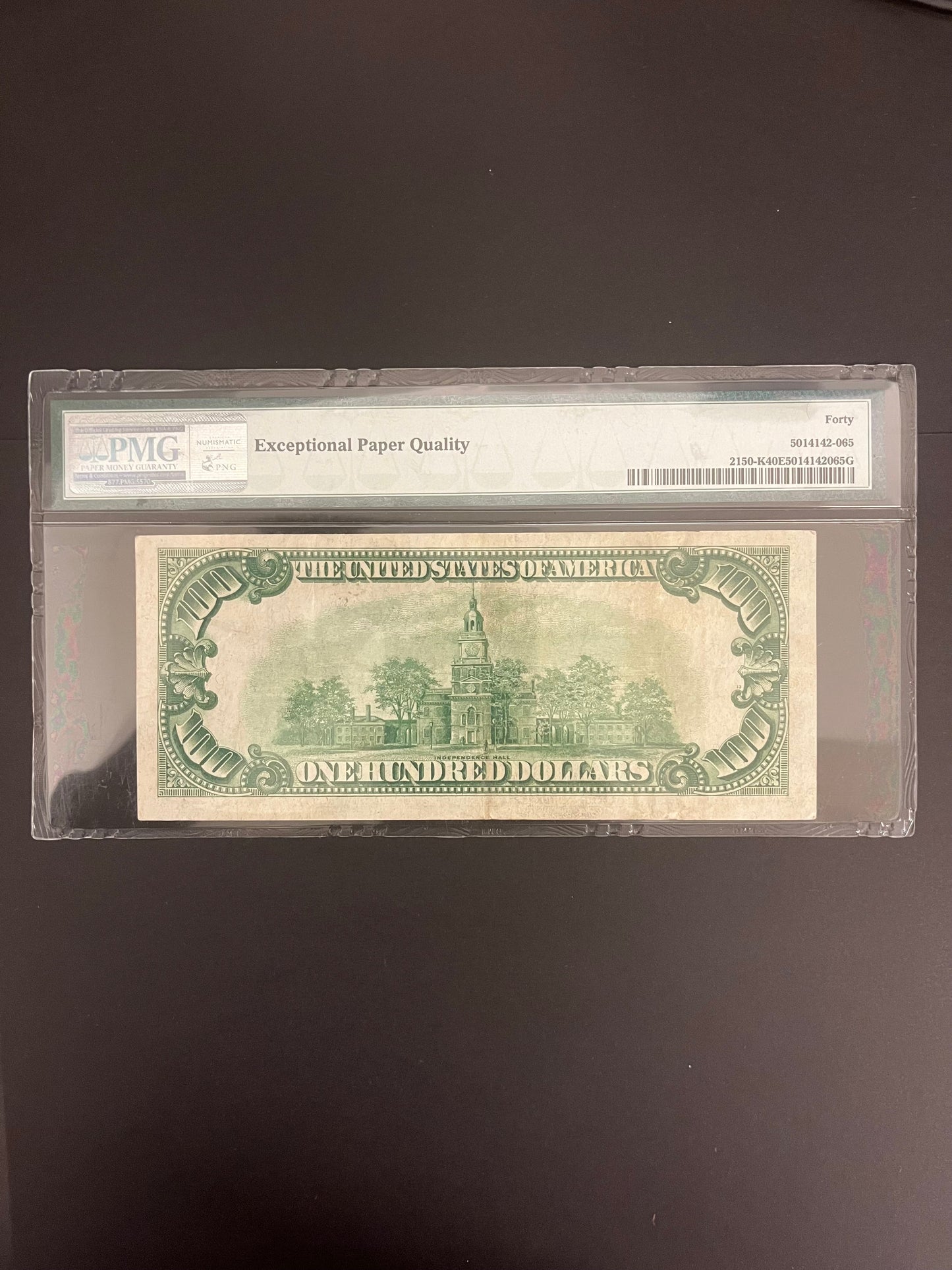 $100 1928 Federal Reserve Note Dallas Texas PMG 40EPQ 7060A