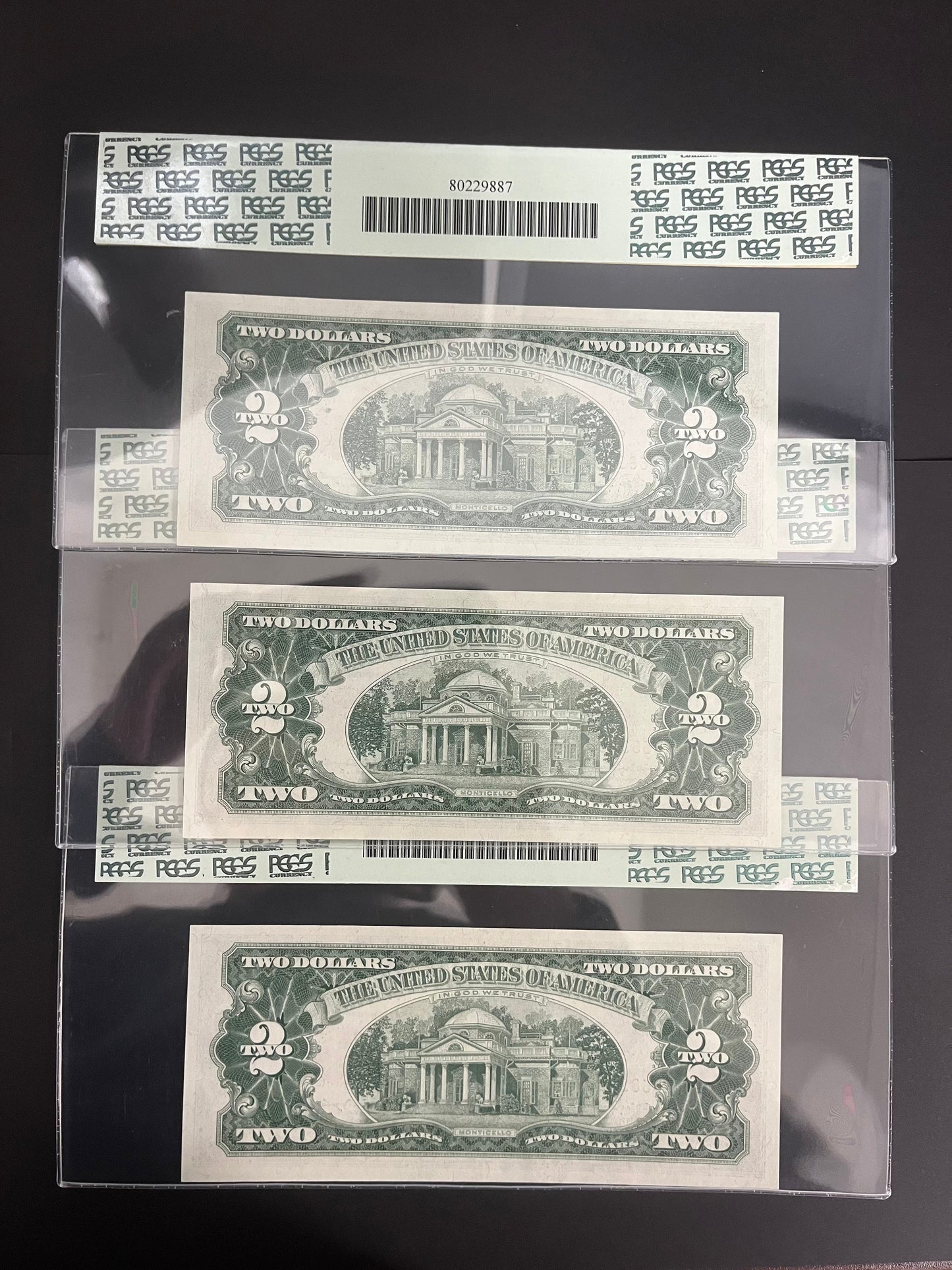 $2 1963 Legal Tender Note - PCGS 65PPQ THREE CONSECUTIVE NOTES 6-7-8