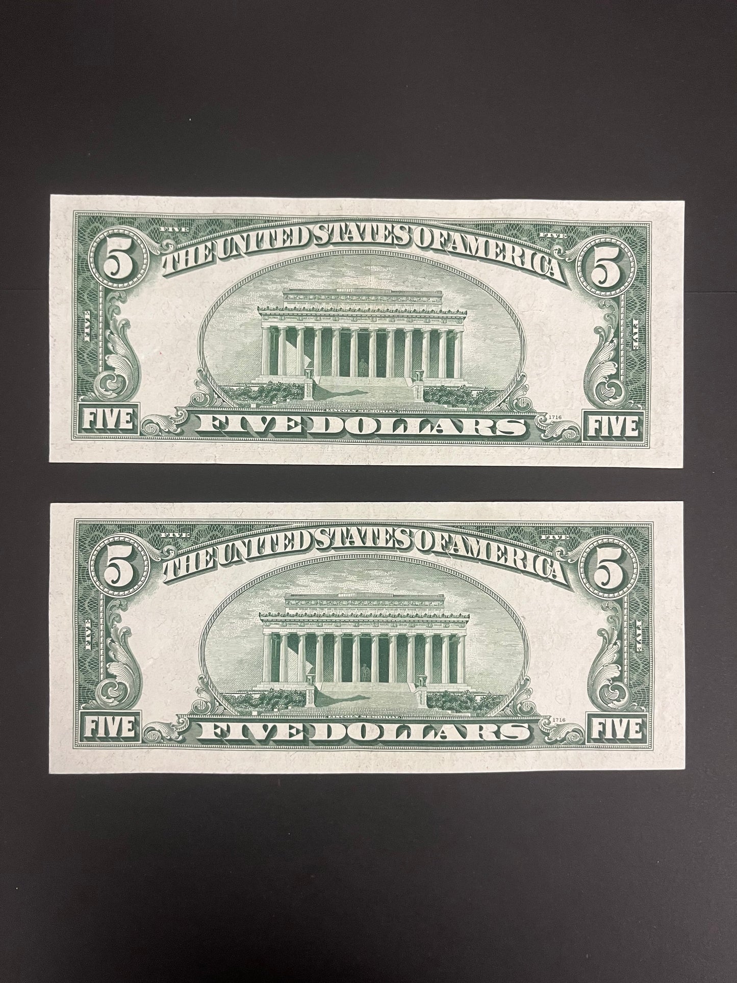 $5 1934 Two Consecutive Silver Certificates GEM Unc