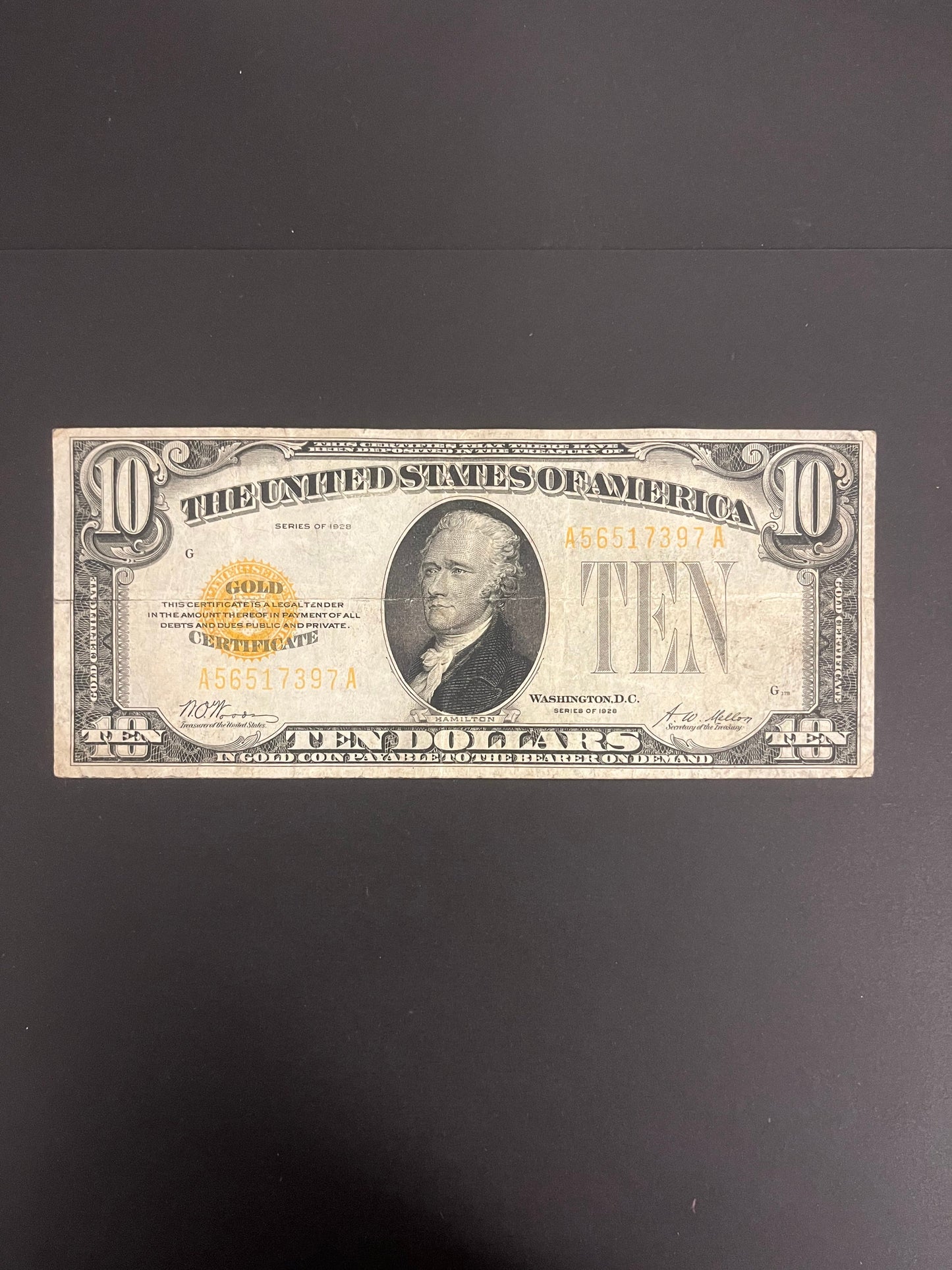 $10 1928 Gold Certificate 7397A
