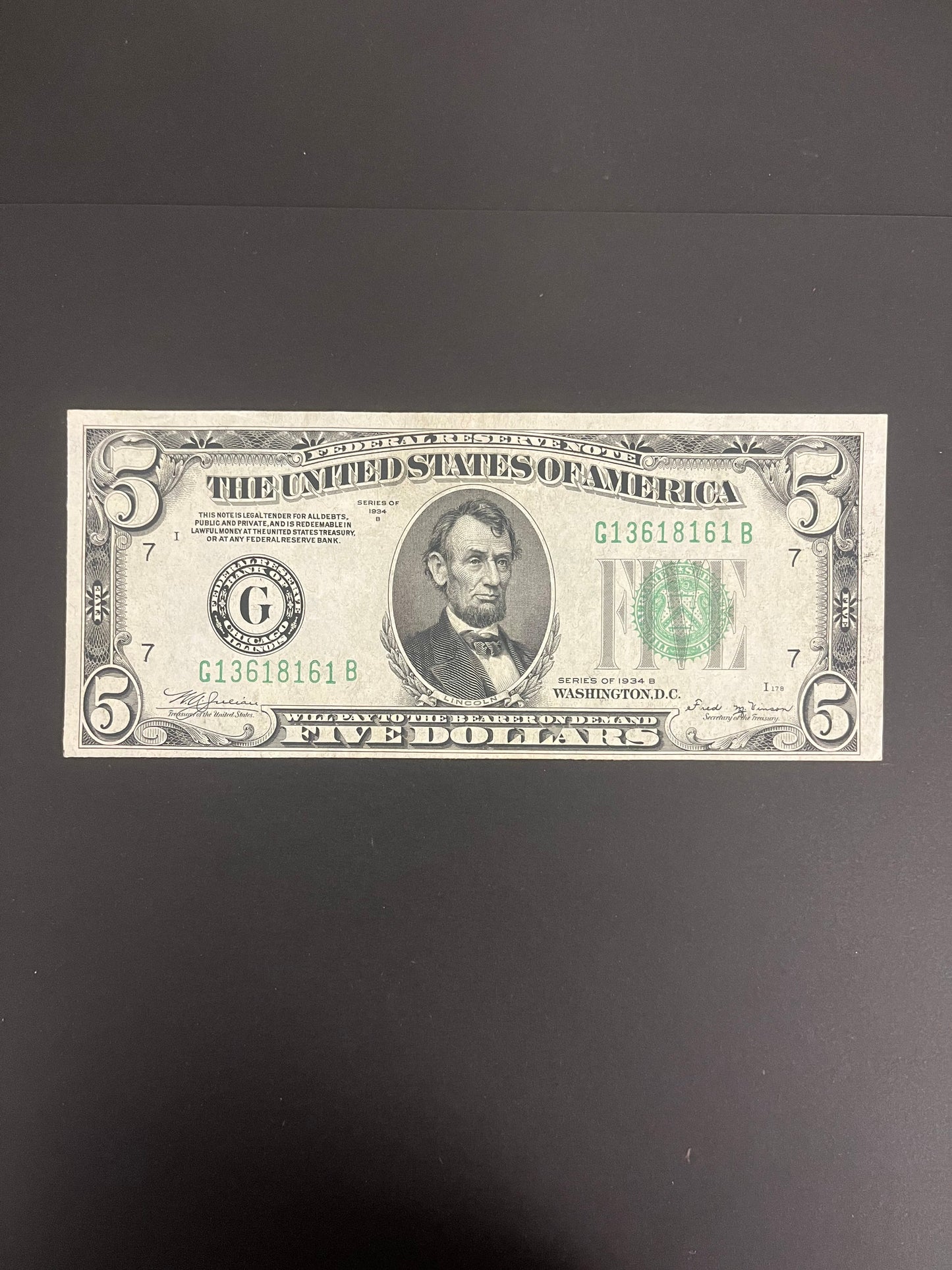 $5 1934 Geen Seal 8161B