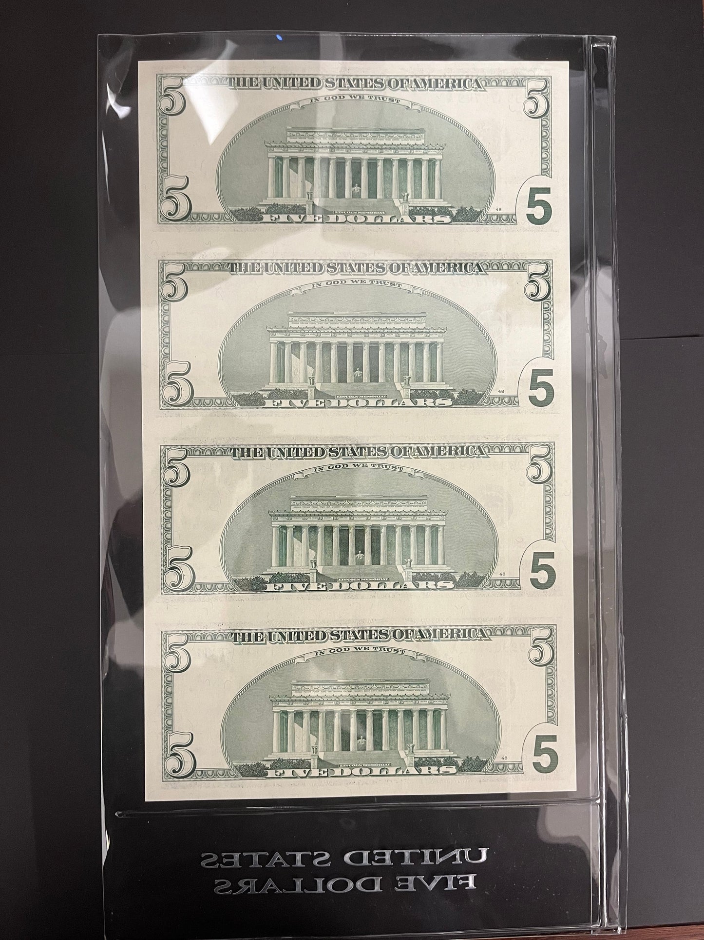 $5 2003 Federal Rserve Note Unuct Sheet Four
