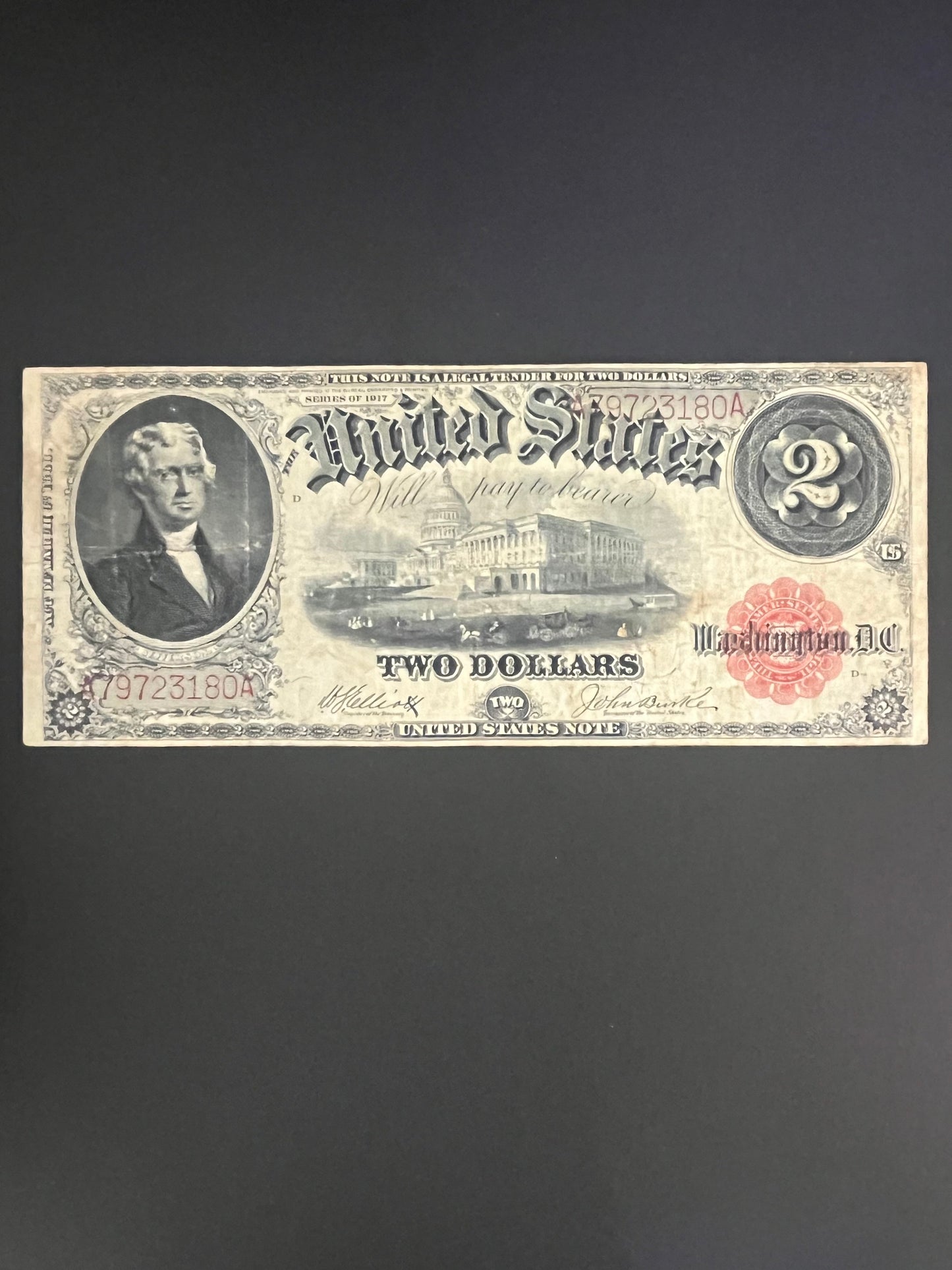 1917 $2 Legal Tender United States Note - 180A