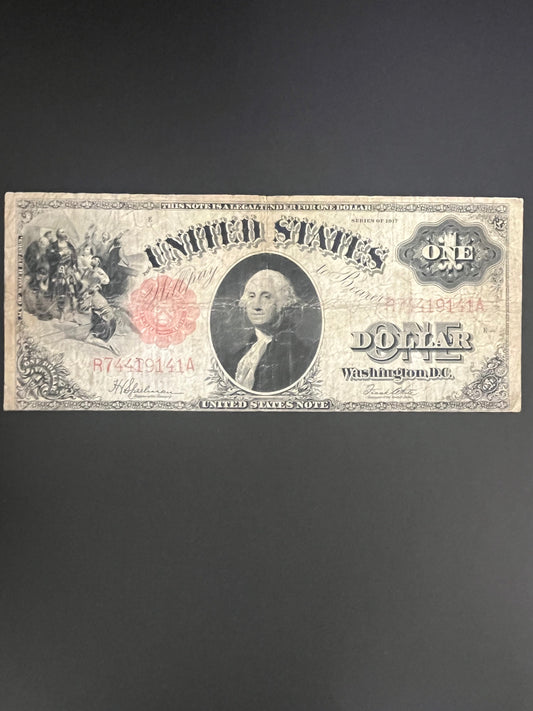 1917 $1 Large Size Legal Tender Note Sawhorse - 9141A