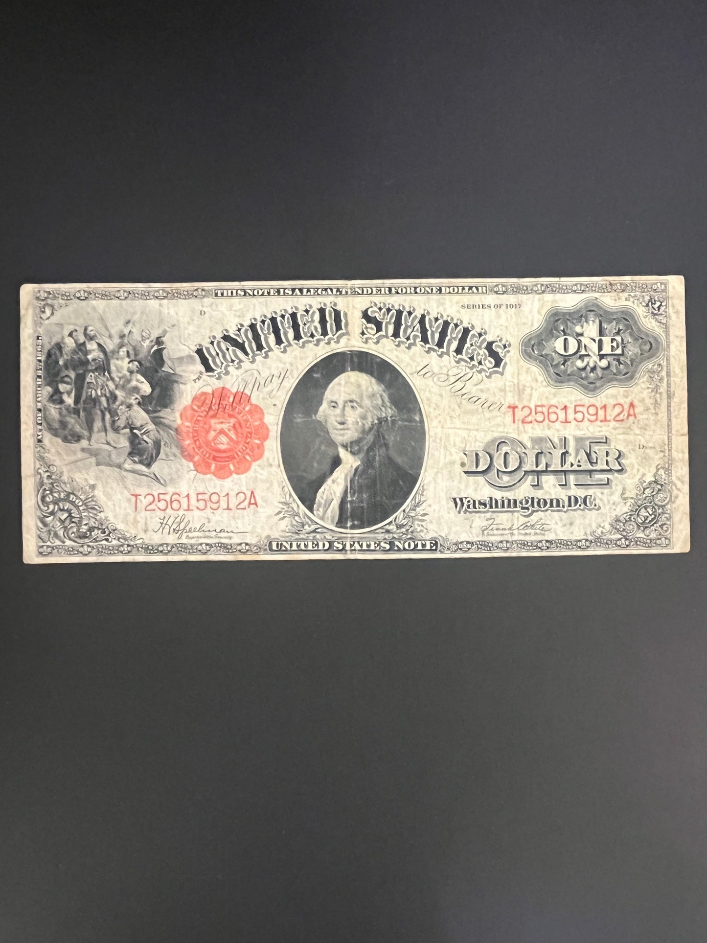 1917 $1  Large Size Legal Tender Note Sawhorse - 5912A