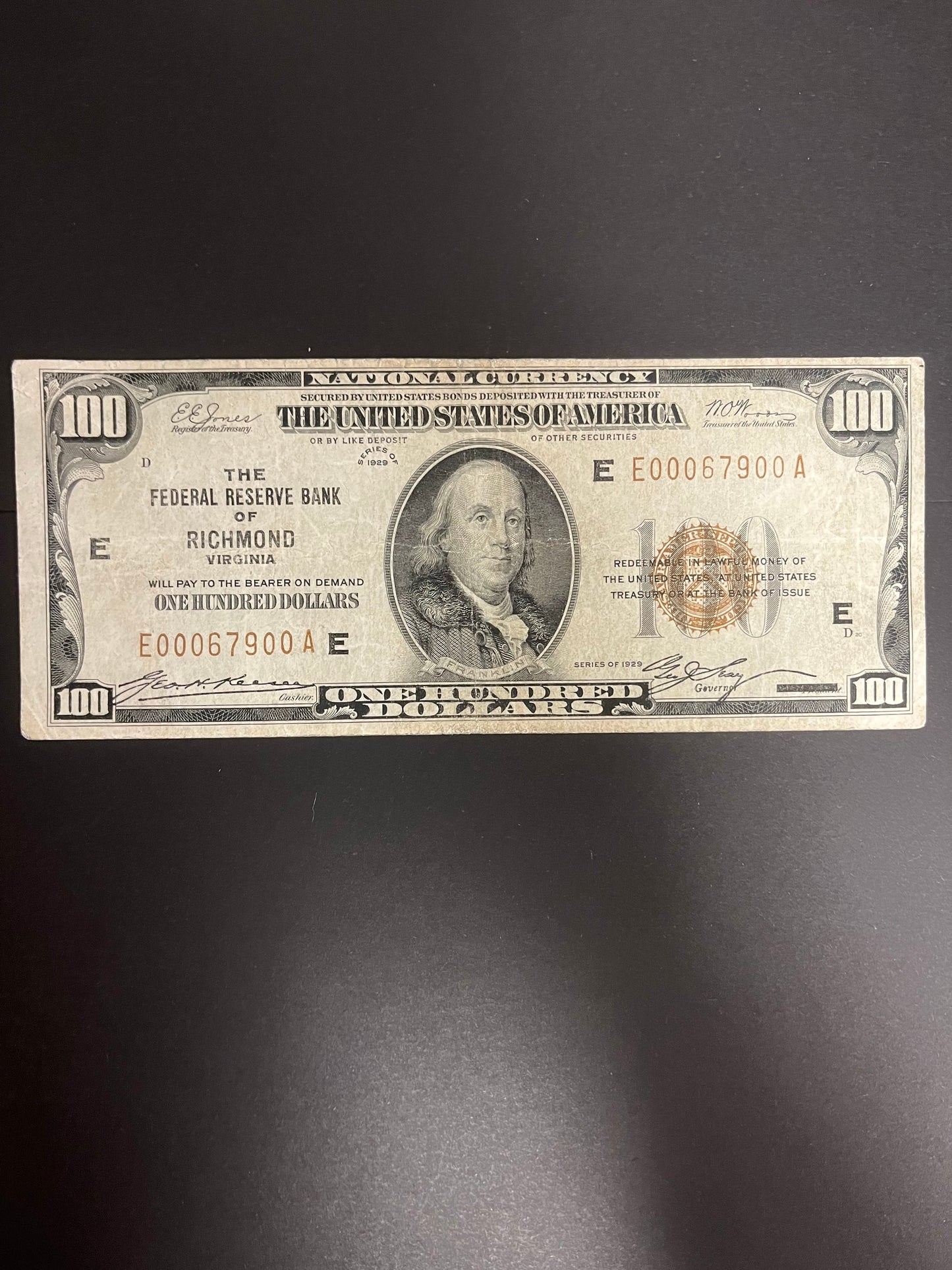 1929 $100 FRBN Richmond, Virginia - 7900A