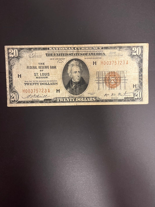 1929 $20 FRBN St. Louis, MO - 5723A
