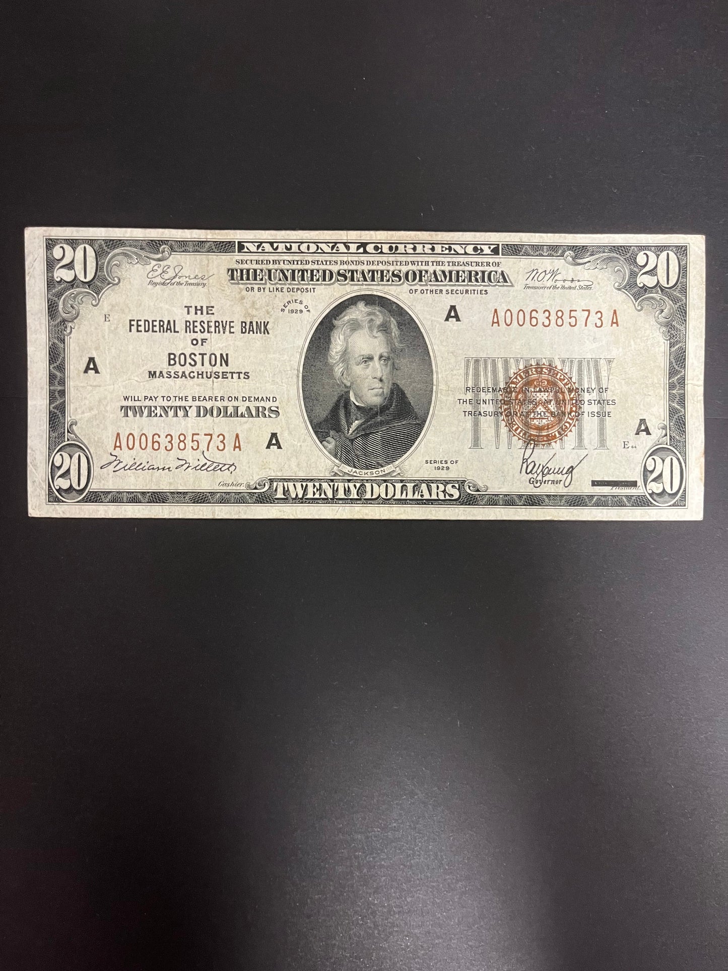 1929 $20 FRBN Boston, MA - 8573A