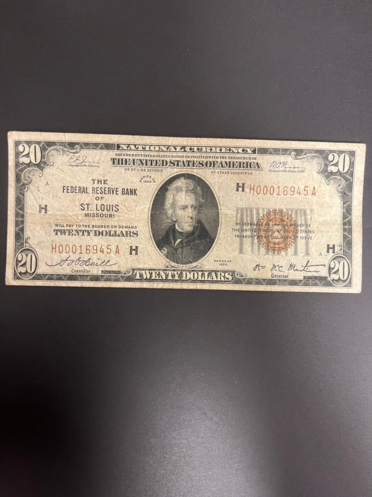 1929 $20 FRBN St. Louis, MO - 6945A