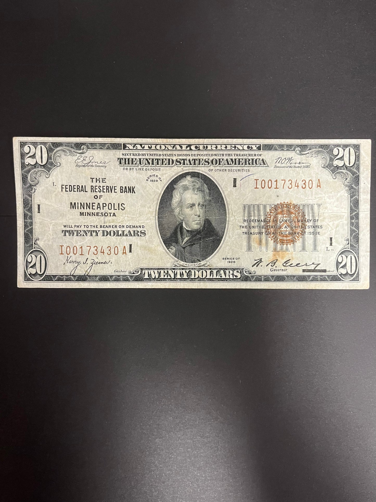 1929 $20 FRBN Minneapolis, MN  - 3430A