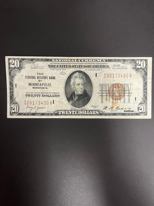 1929 $20 FRBN Minneapolis, MN  - 3430A