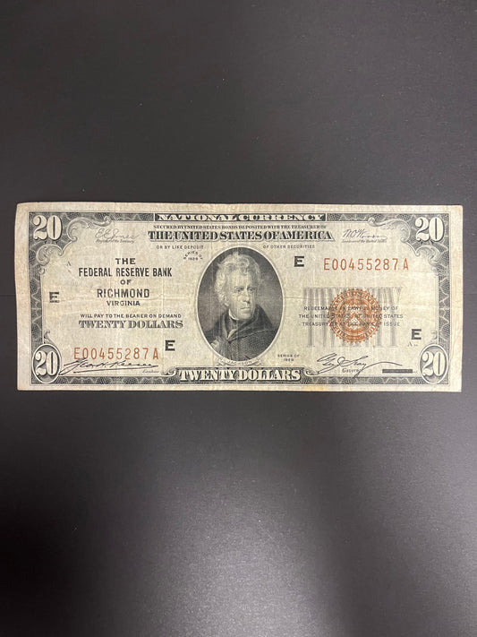 1929 $20 FRBN Richmond VA - 9990A