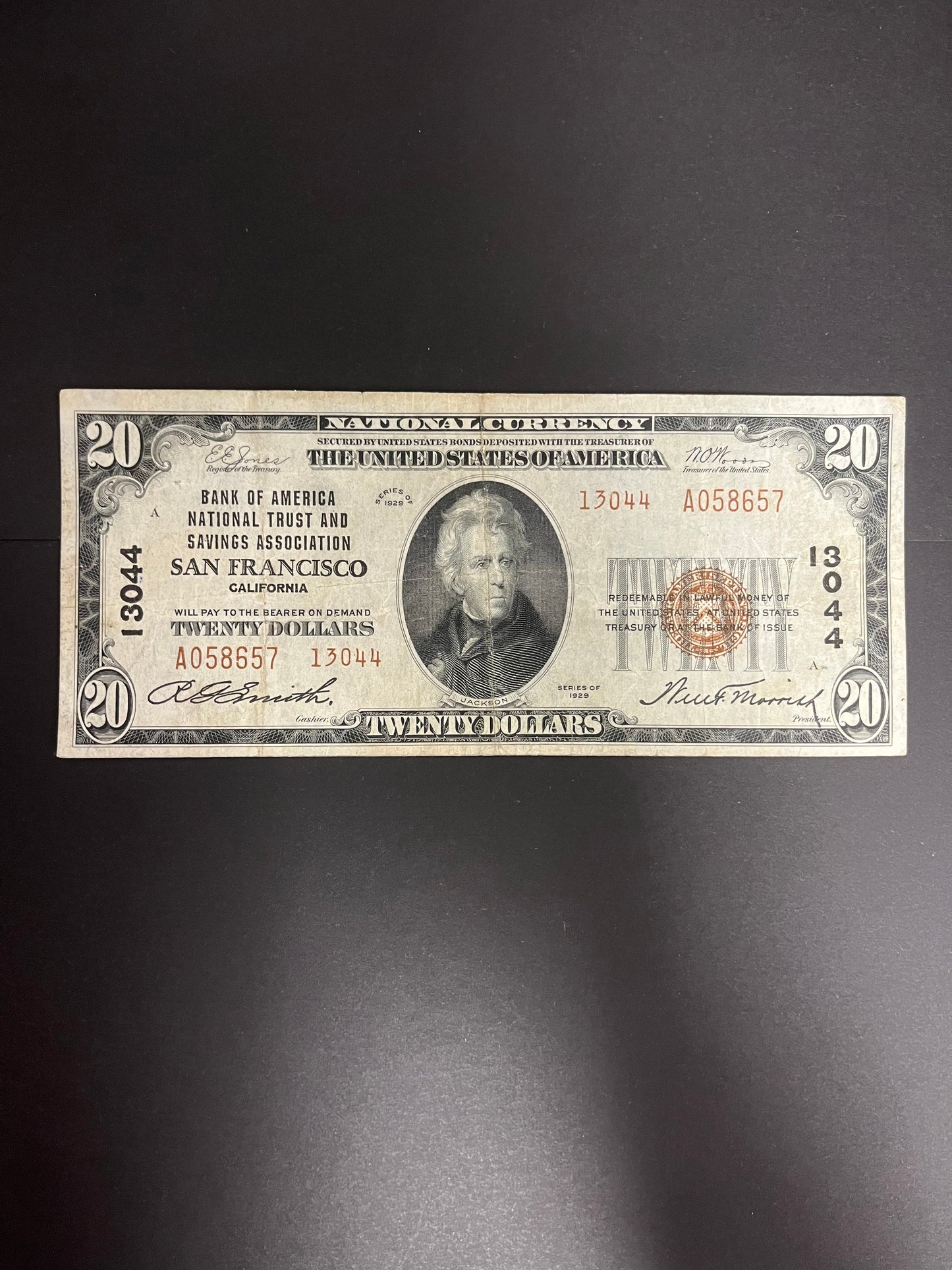 1929 $20 Bank of America NT & SA San Francisco, CA  - A058657