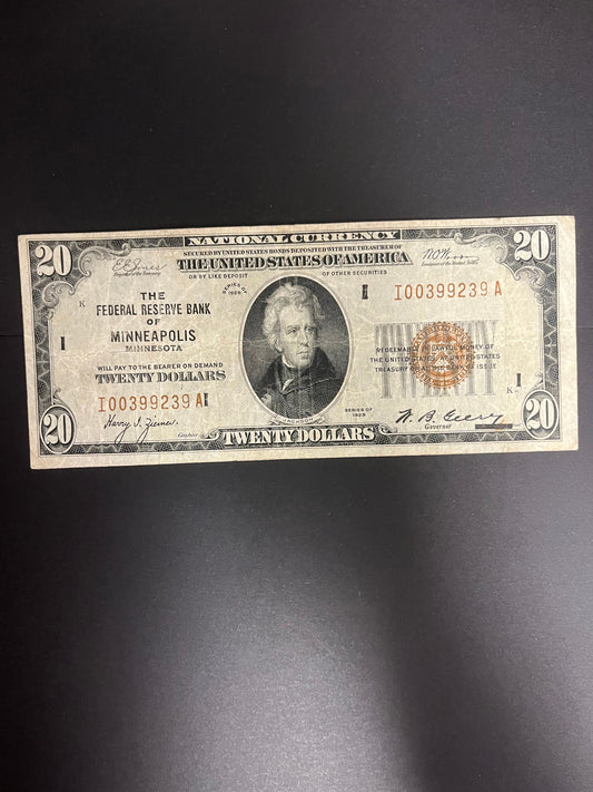 1929 $20 FRBN Minneapolis, MN 9239A
