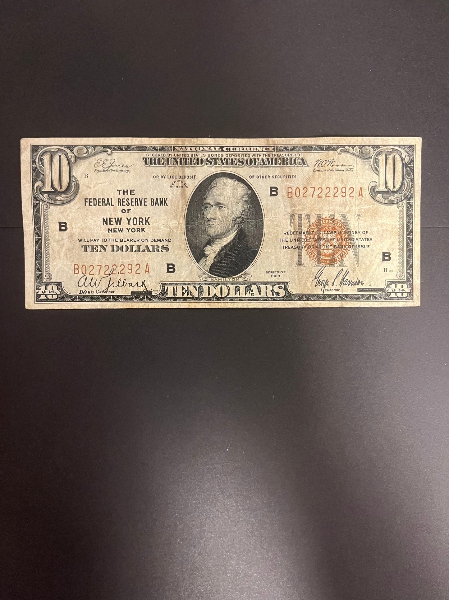 1929 $10 FRBN New York, NY - 2292A