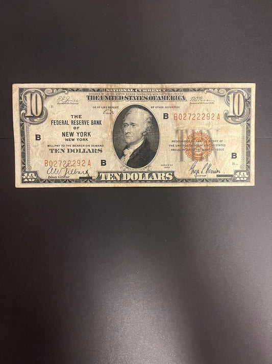 1929 $10 FRBN New York, NY - 2292A