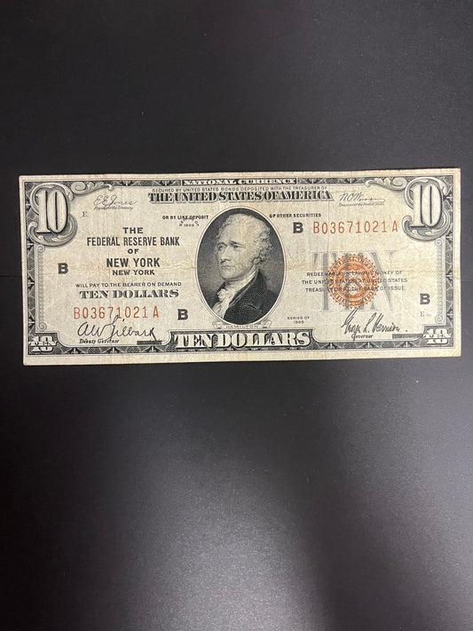 1929 $10 FRBN New York, NY - 1021A