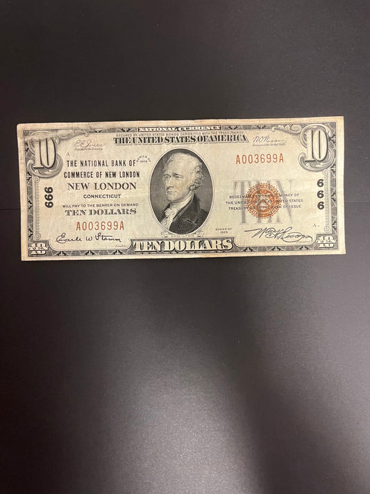 1929 $10 NB of Commerce New London, CT 3699A