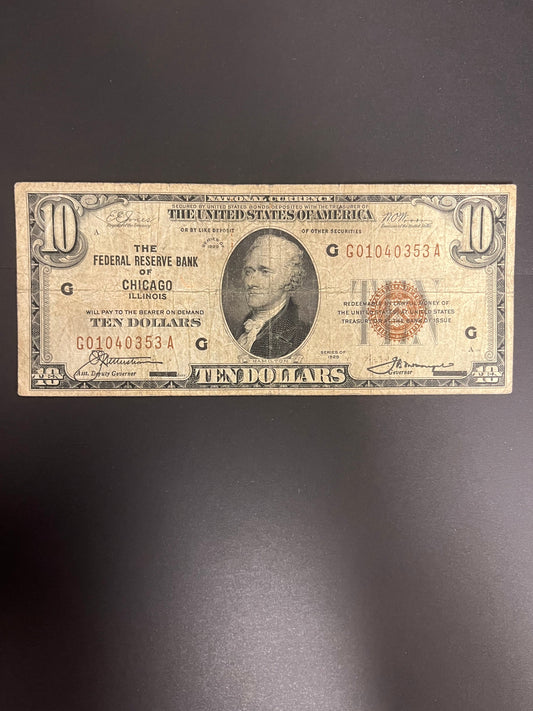1929 $10 FRBN Chicago IL - 0353A