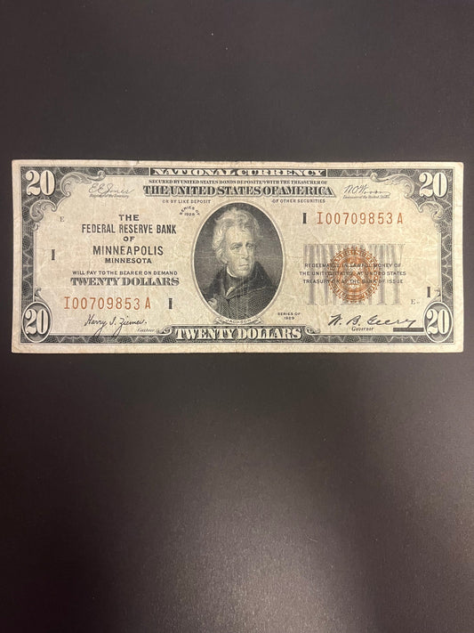 1929 $20 FRBN Minneapolis, MN - 9853A
