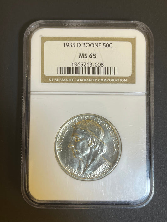 1935-D Boone Commemorative Half Dollar - MS 65 NGC - Silver 50C Coin