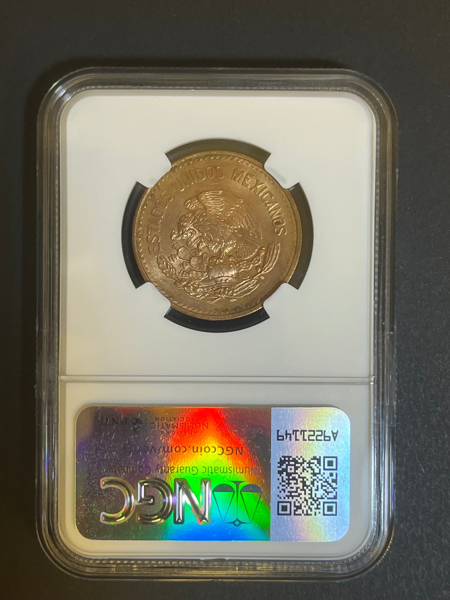 1946 Mexico 20 Centavos NGC UNC Details - Altered Color - Volcano Design