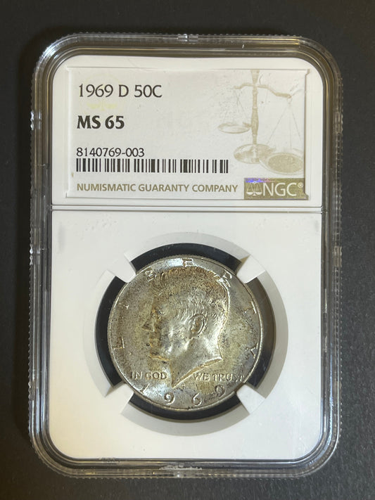 1969-D Kennedy Half Dollar - MS 65 NGC - 40% Silver Coin