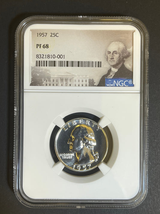 1957 Washington Quarter PF 68 - NGC Certified 90% Silver Proof Coin