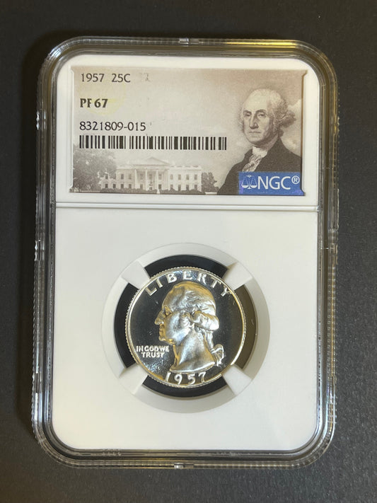 1957 Washington Quarter PF 67 - NGC Certified 90% Silver Proof Coin